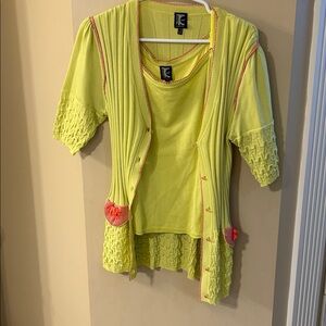 Tricot Chic Lime Green Cardigan